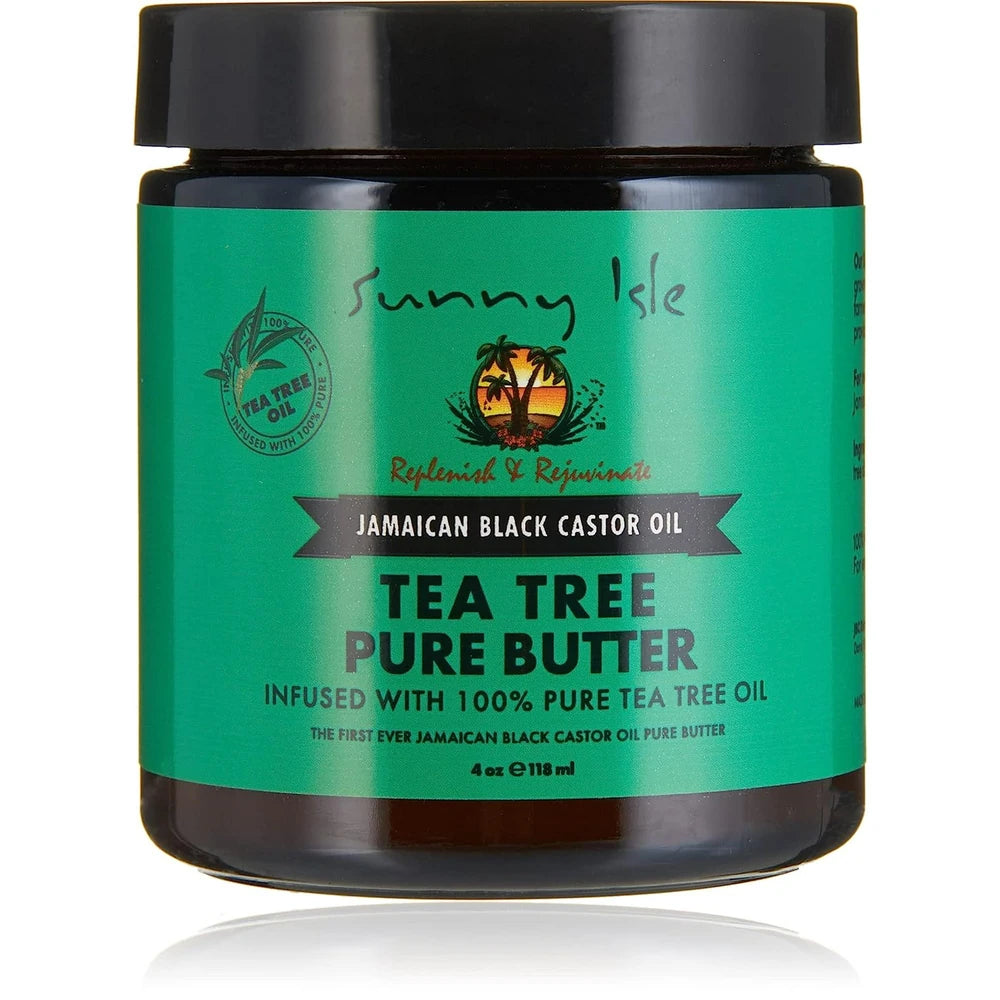 Sunny Isle Jamaican Black Castor Oil Pure Butter infused with Tea Tree Oil 4 Oz (Pack of 6)