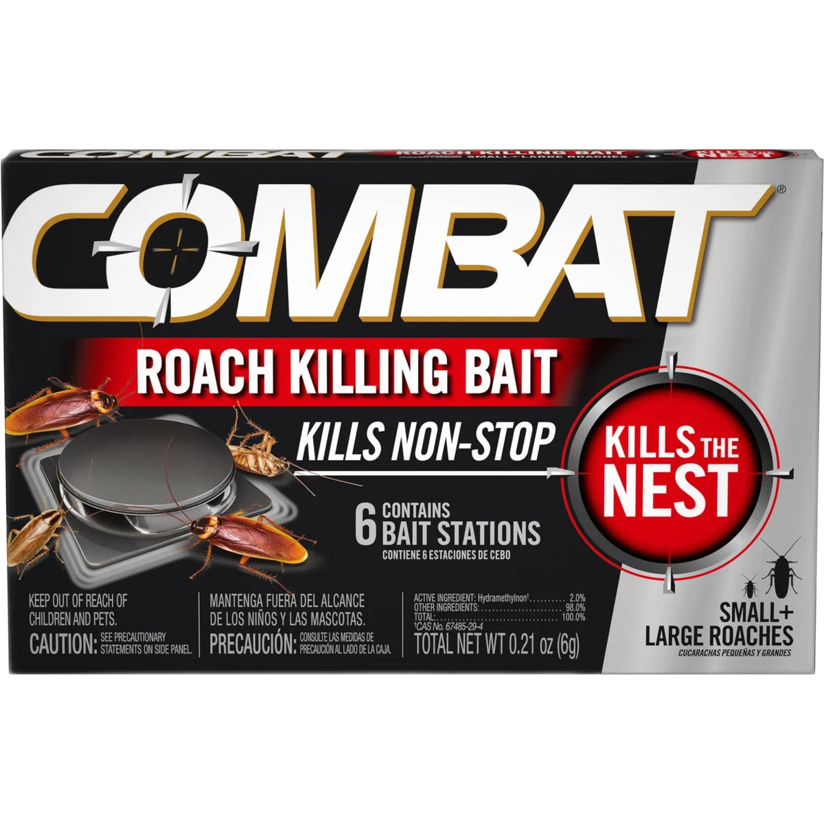 Combat Roach Killing Bait Stations For Small And Large Roaches 0.9Oz (Pack Of 6)
