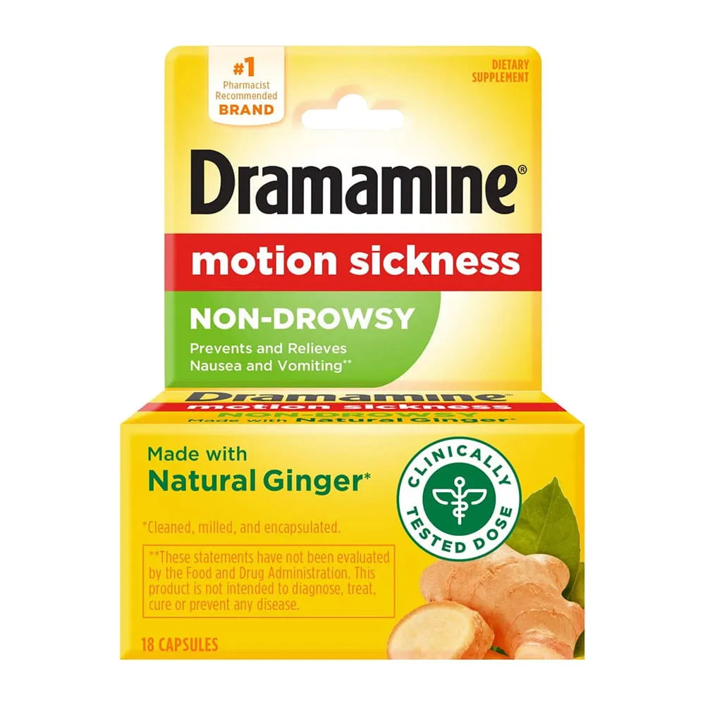 Dramamine Non-Drowsy Naturals With Natural Ginger Capsules 2.08oz (Pack of 24)