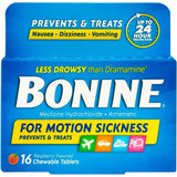 Bonine Motion Sickness Protection Chewable Tablets Raspberry 0.42Oz(Pack Of 24)