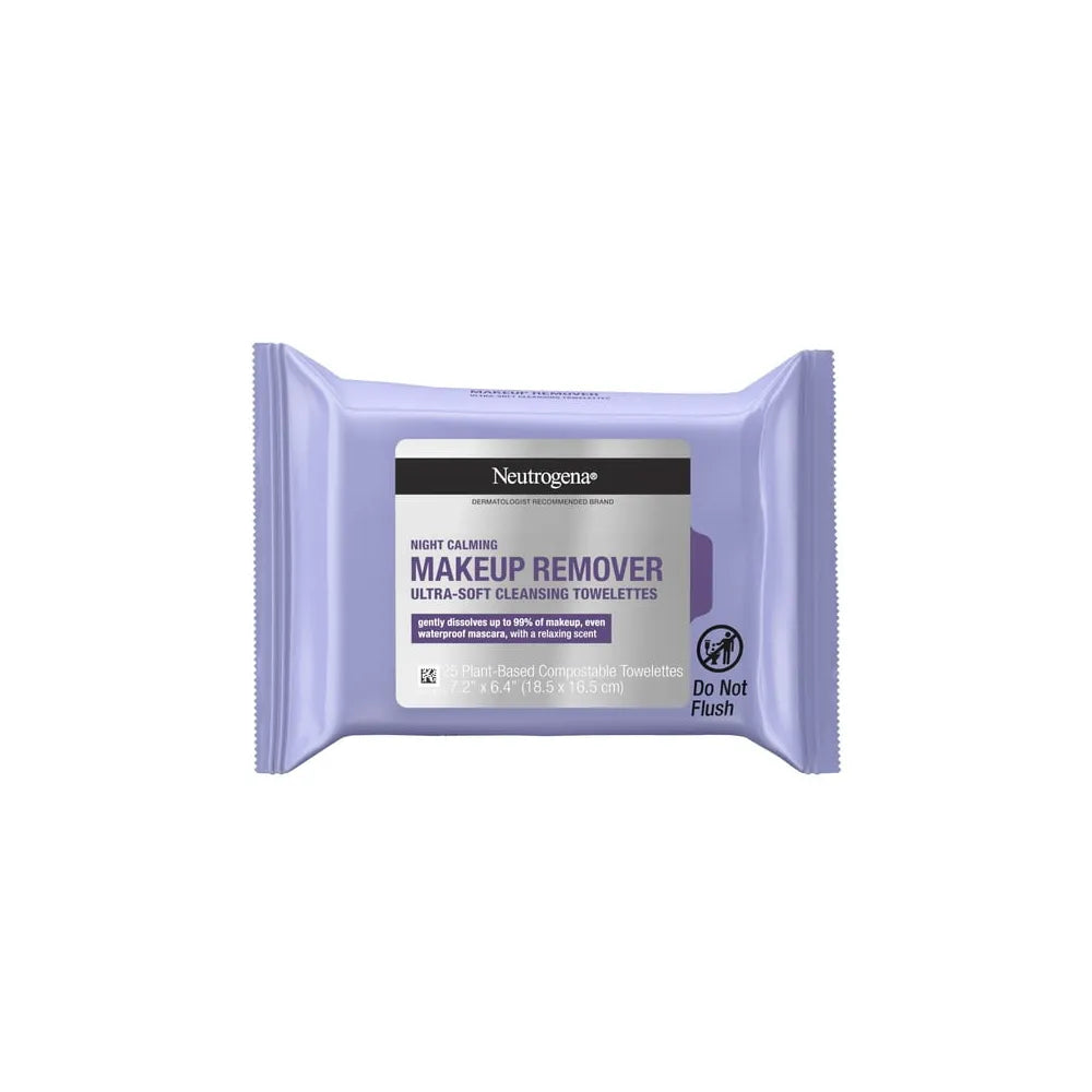Neutrogena Makeup Remover Night Calming Wipes and Face Cleansing Towelettes 7.92Oz (Pack of 6)
