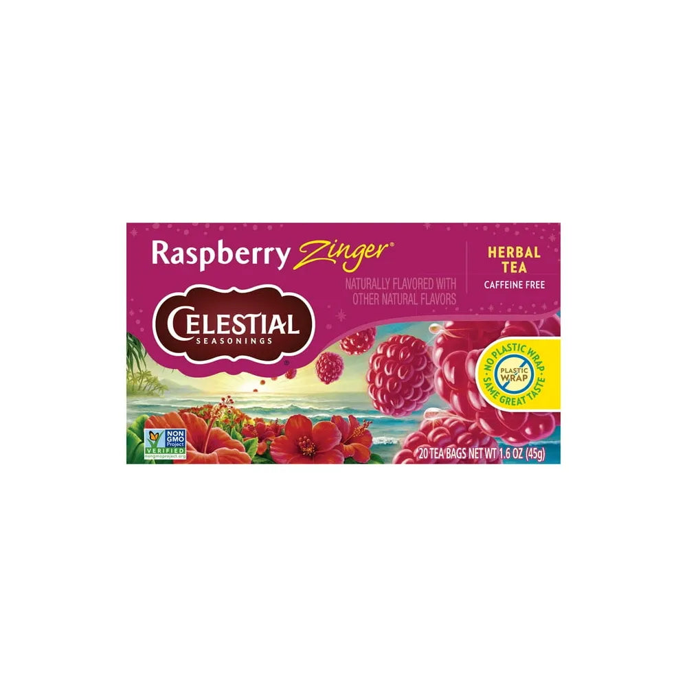 Celestial Seasonings Raspberry Zinger Natural Herb Tea20 Bags 1.6Oz (Pack Of 6)