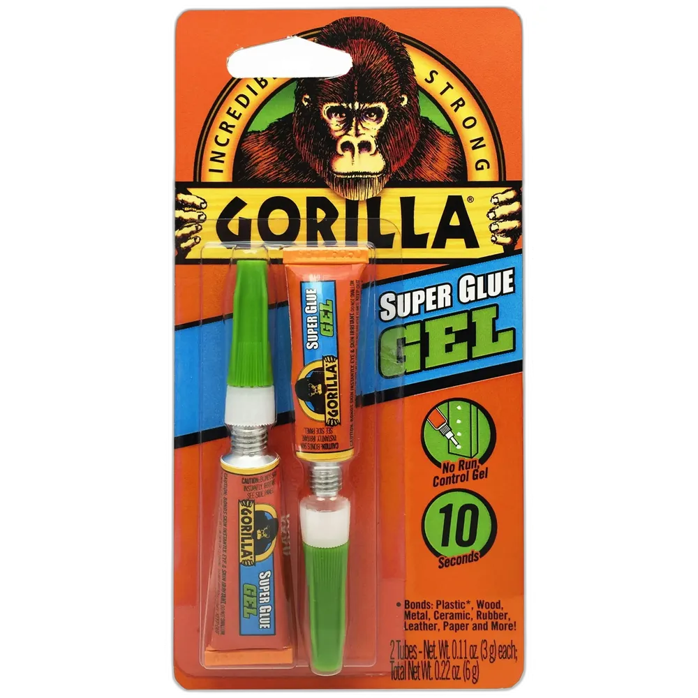 Gorilla Super Glue Gel Two 3 Gram Tubes Clear 0.22Oz (Pack Of 10)