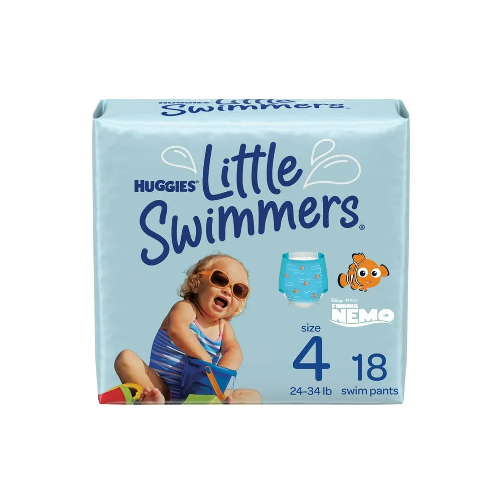Huggies Little Swimmers Comfortable and Latex-Free Diapers Size 4 18 Count 12.6oz (image may vary) (Pack of 4)