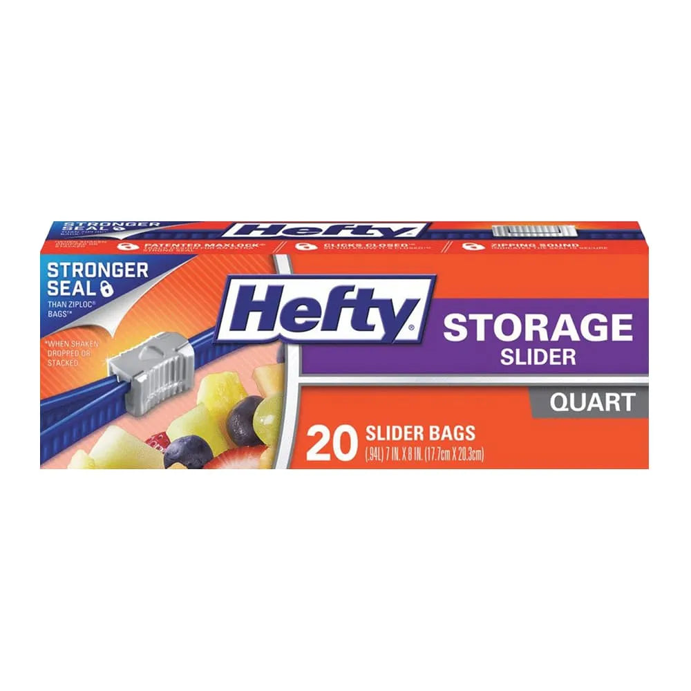 Hefty Slider Quart Size Storage Bags 27.2oz (Pack of 9)