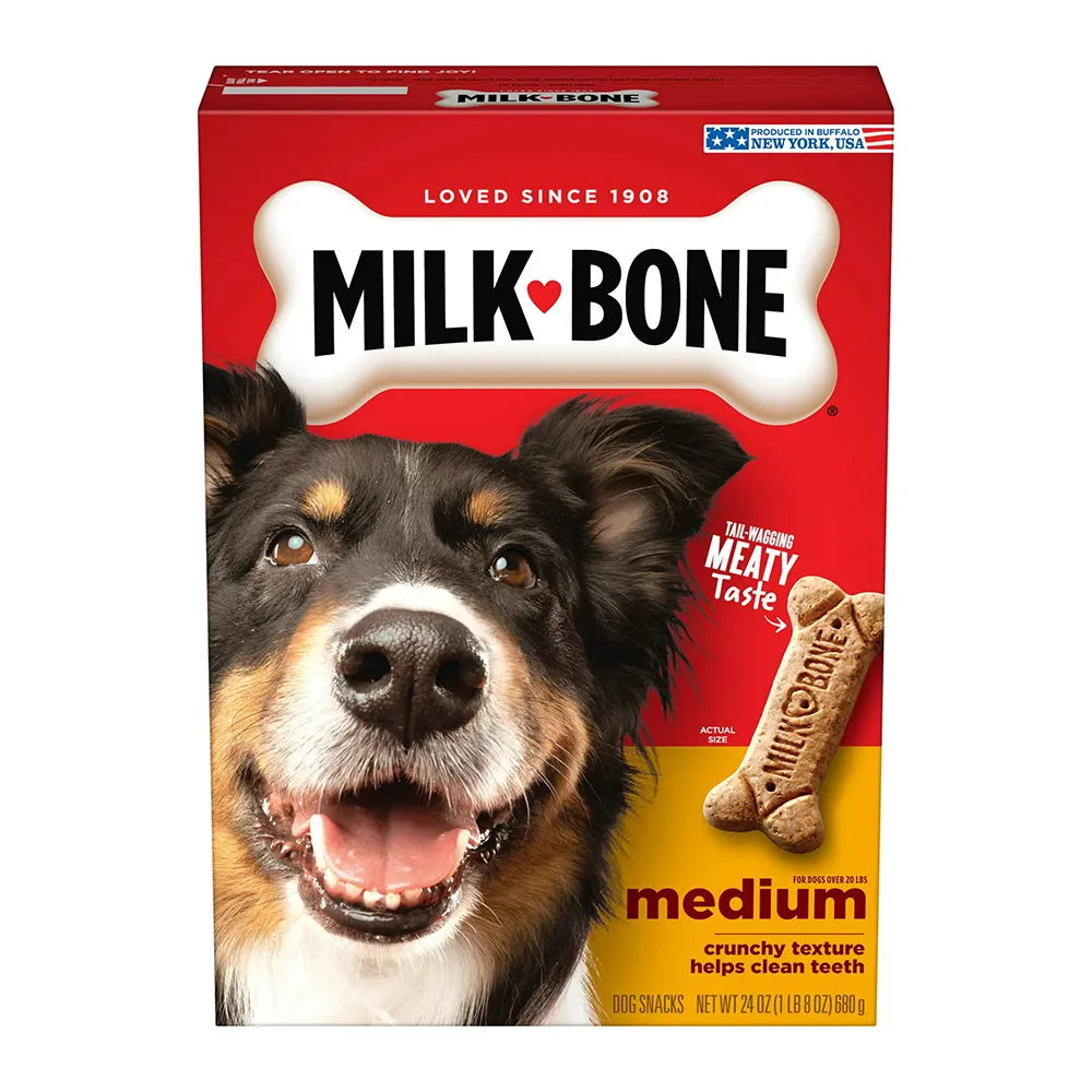 Milk Bone Crunchy Texture Snacks for Medium Dogs Teeth Clean 24Oz (Pack of 12)