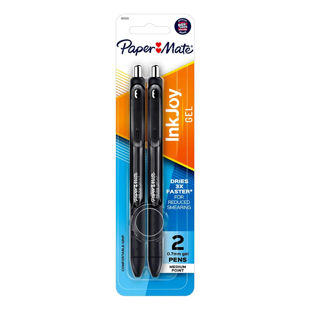 Paper Mate InkJoy Retractable Gel Pens Medium Point Black 2 Count 1.12oz (Pack of 36)