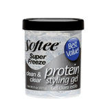 Softee Super Freeze Clean Clear Protein Styling Gel 8 Oz (Pack of 6)