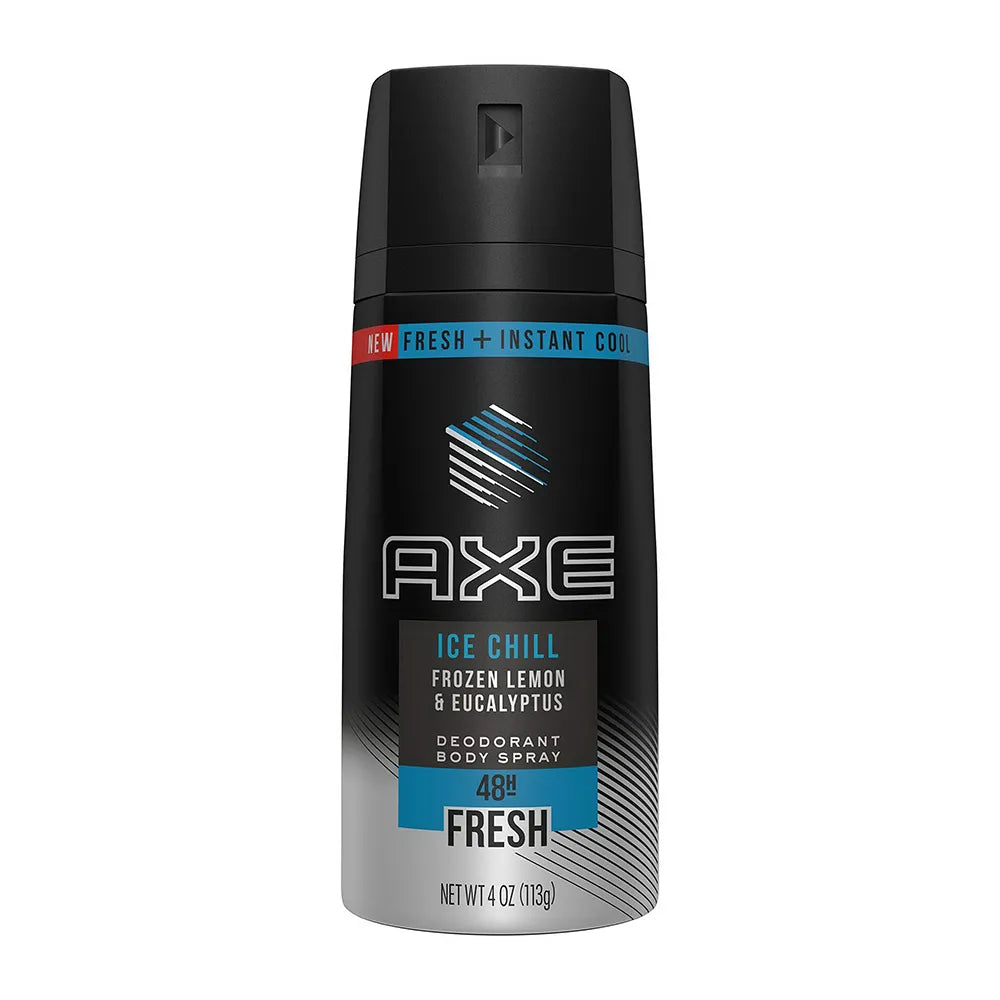 Axe Ice Chill Frozen Lemon & Eucalyptus Scent 48-Hour Fresh Deodorant Body Spray 4Oz (Pack of 12)