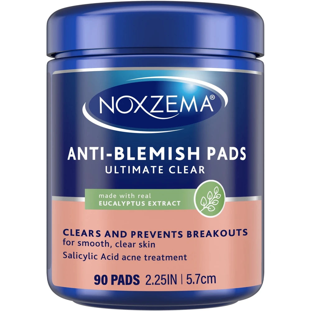Noxzema Ultimate Clear Face Pads Anti-Blemish Made with Over 60% Alcohol 90 Coun 0.19 Oz (Pack of 6)