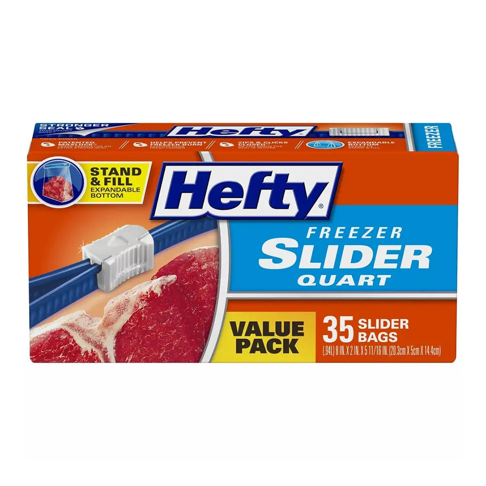 Hefty Quart Freezer Storage Slider Bags 56.8oz (Pack of 9)