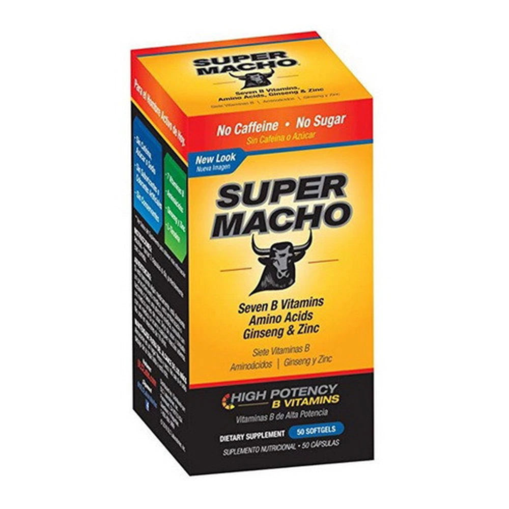 SUPER MACHO Natural Vitamin B Supplement with Amino Acids Ginseng & Zinc for Ad (Pack of 12)