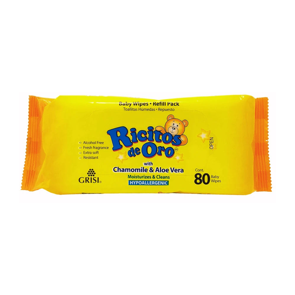 Ricitos de Oro Baby Wipe Chamomile & Aloe Vera 1 Resealable Pack (80 Total Wipes)