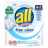 All Mighty Pacs Free & Clear 39 Count 25.8oz (Pack of 6)