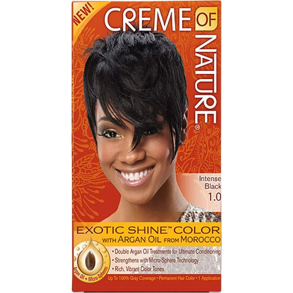 Creme of Nature Exotic Shine Color Intense Black 1.0 Permanent Hair Color (Pack of 12)