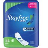 Stayfree Maxi Pads Super Feminine Pads No Wings Jumbo Pack 18oz (Pack of 4)