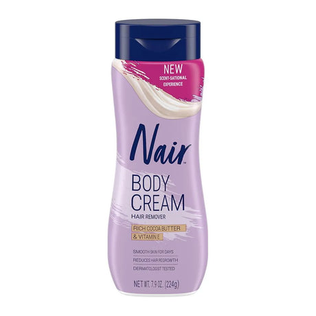Nair Body Cream Hair Remover Cocoa Butter and Vitamin E Body Hair Removal Cream for Women 7.9 oz (Pack of 12)