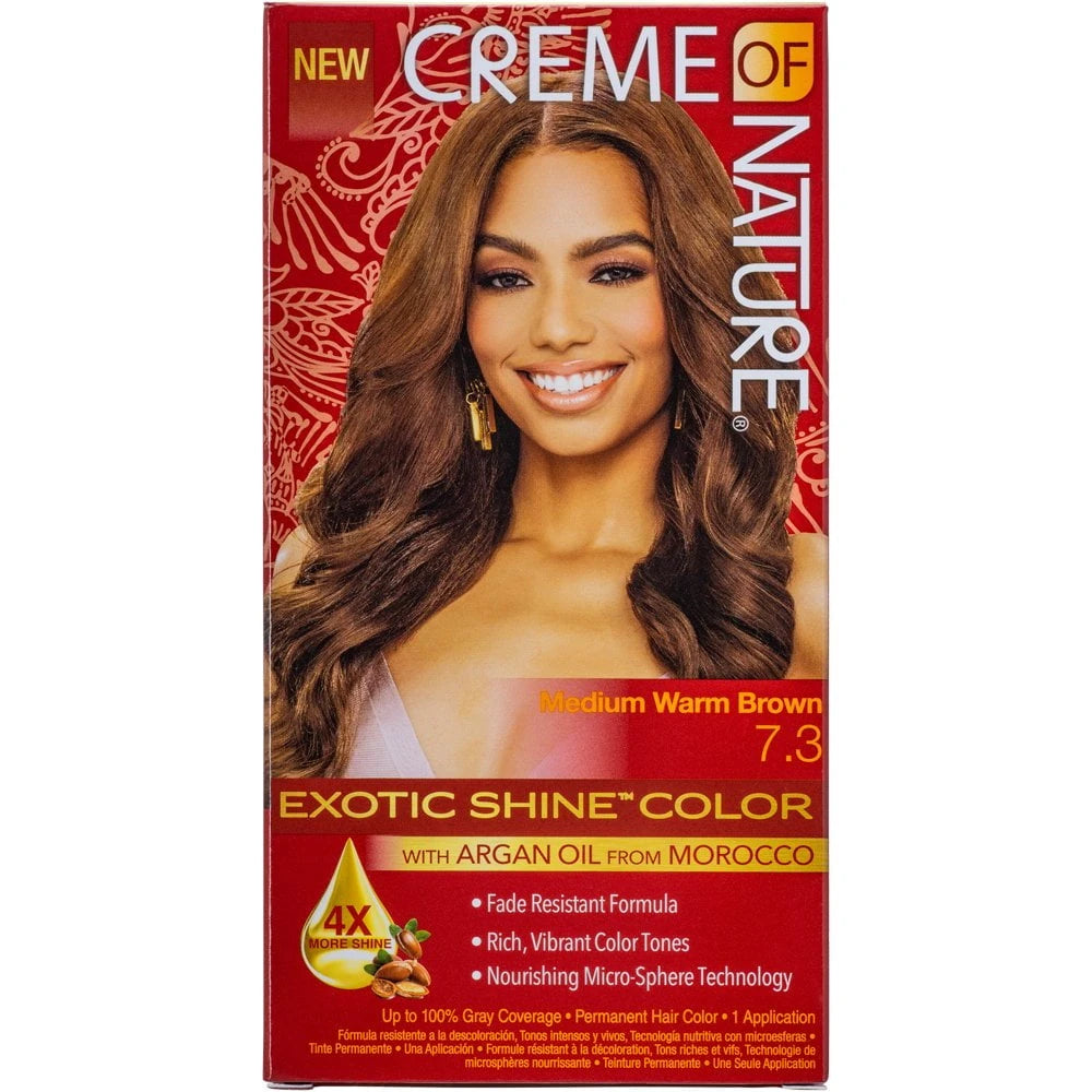 Creme of Nature Exotic Shine Color With Argan Oil Medium Warm Brown 7.3, 1 ea (Pack of 12)