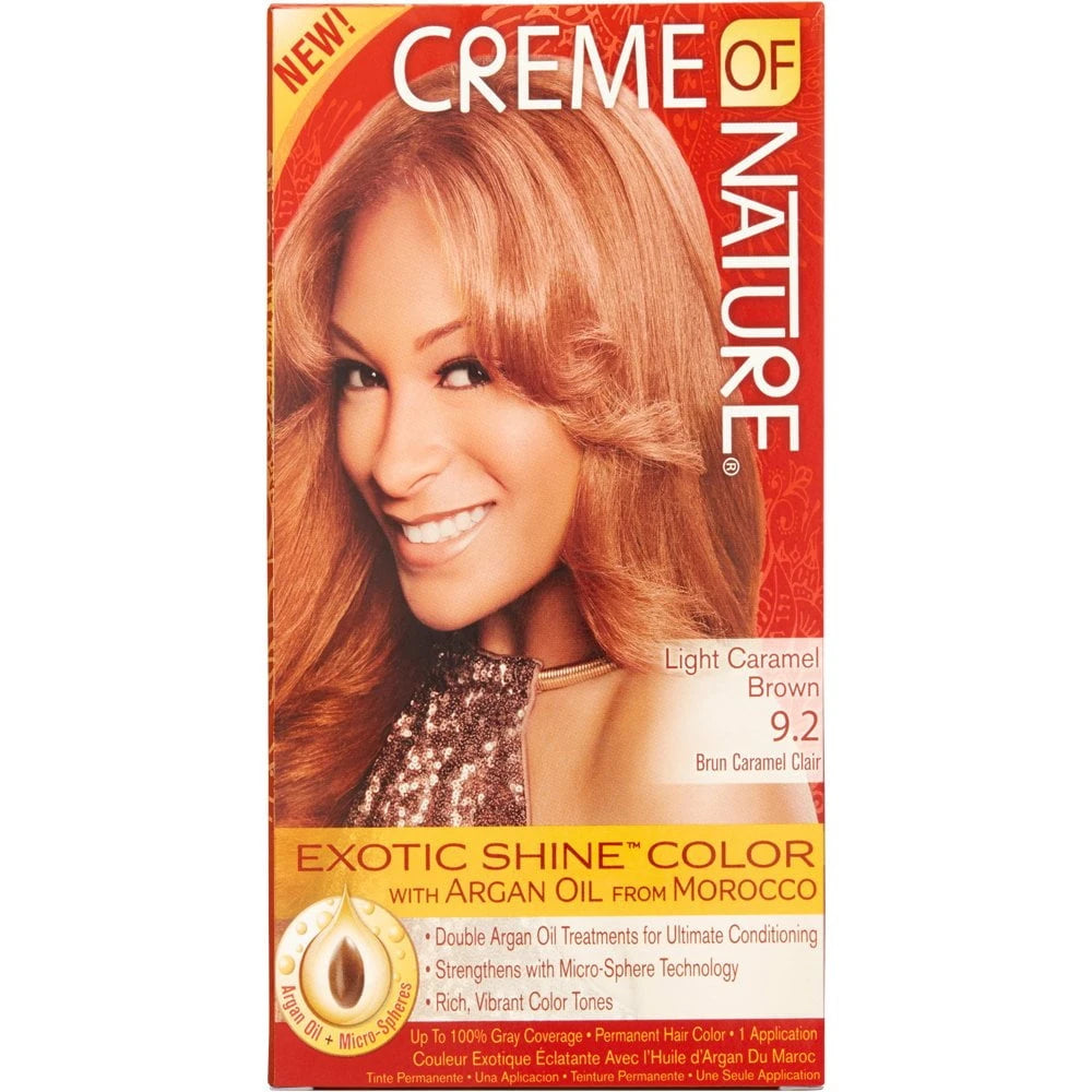 Creme of Nature Exotic Shine Color With Argan Oil Light Caramel Brown 9.2, 1 ea (Pack of 12)