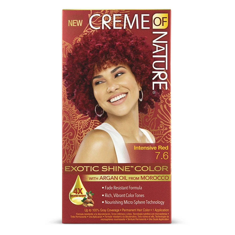 Creme of Nature Exotic Shine Color With Argan Oil, Intensive Red 7.6, 1 ea (Pack