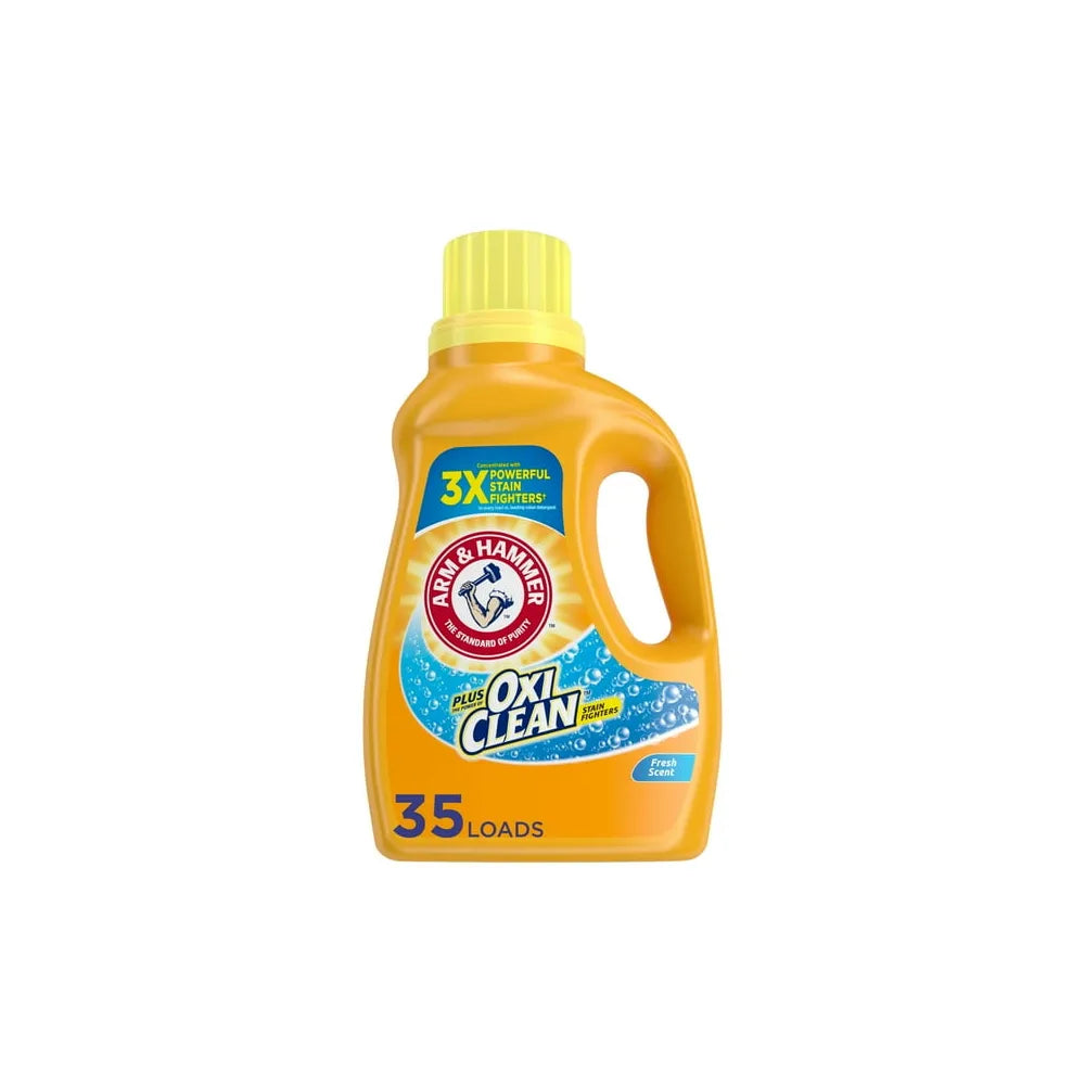 Arm & Hammer Plus OxiClean Fresh Scent, 35 Loads Liquid Laundry Detergent, 45.5 Fl oz (Pack of 8)