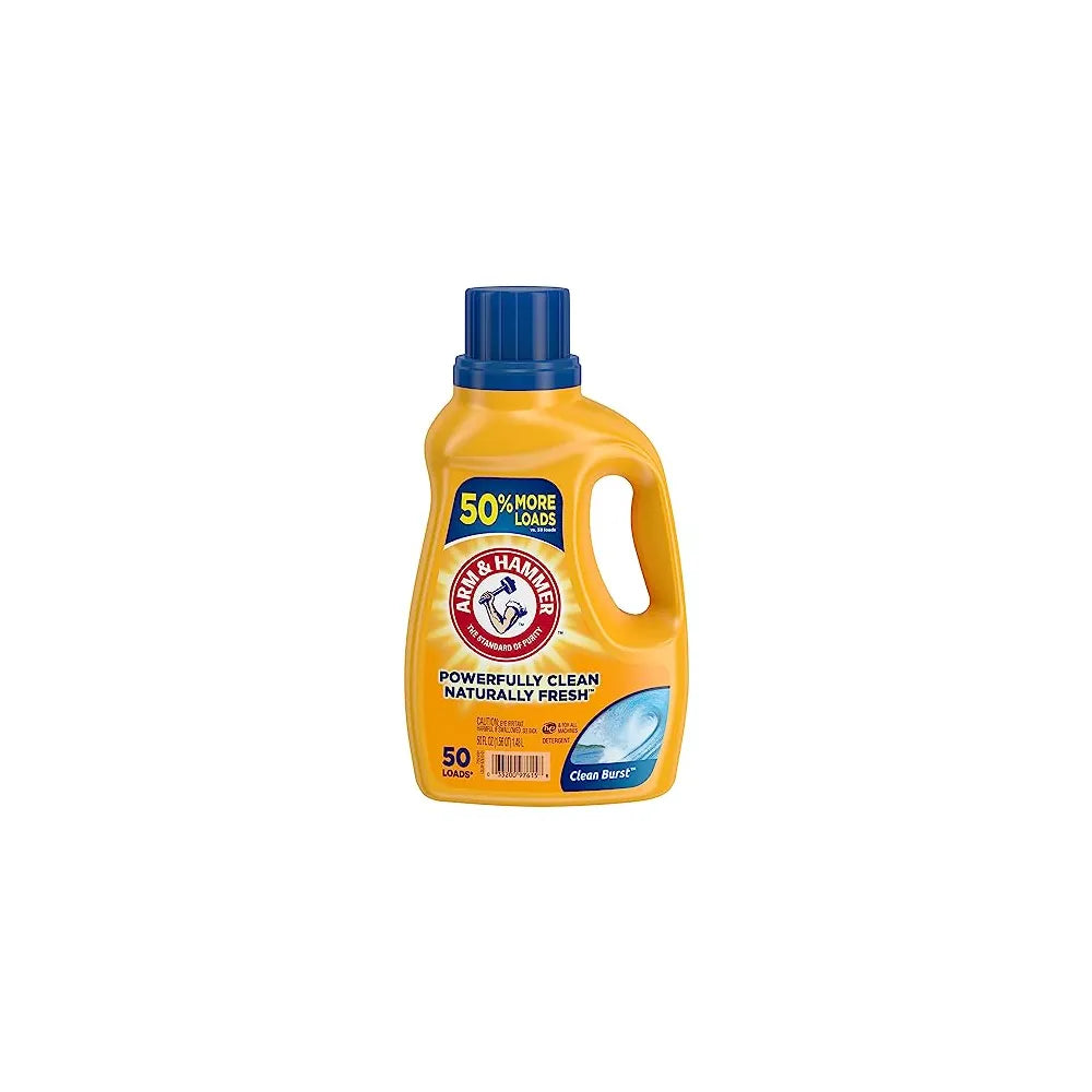 Arm & Hammer Clean Burst, 50 Loads Liquid Laundry Detergent, 50 Fl oz (Pack of 8)