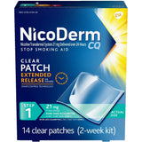 NicoDerm CQ - Step 1 Stop Smoking Aid - 21mg 14.00 ct 1.76oz (Pack of 12)