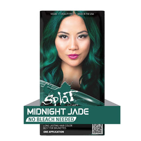 Splat Midnight Jade Hair Color Semi-Permanent Bleach Free Green Dye (Pack of 12)