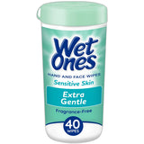 Wet Ones Sensitive Skin Extra Gentle Hand Wipes Hypoallergenic 0.64Oz (Pack Of 12)