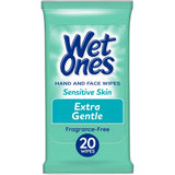 Wet Ones Sensitive Skin Hand And Face Wipes Travel Pack Fragrance Free 0.01Oz (Pack Of 10)