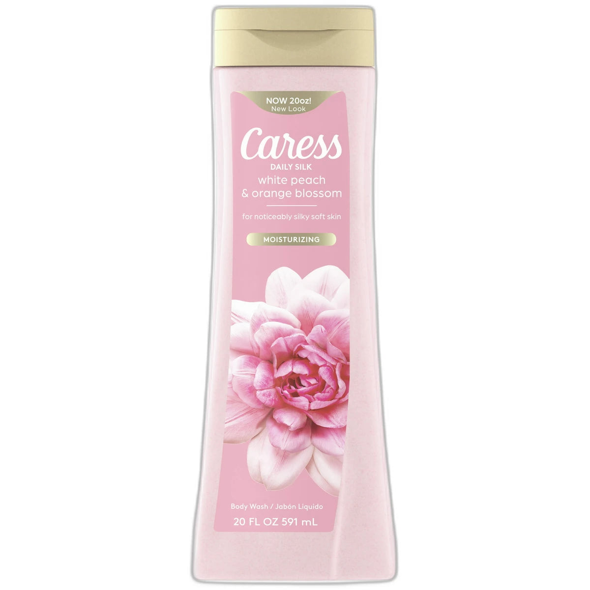 Caress Body Wash for Women Daily Silk White Peach for Dry Skin 20Oz (Pack of 4)