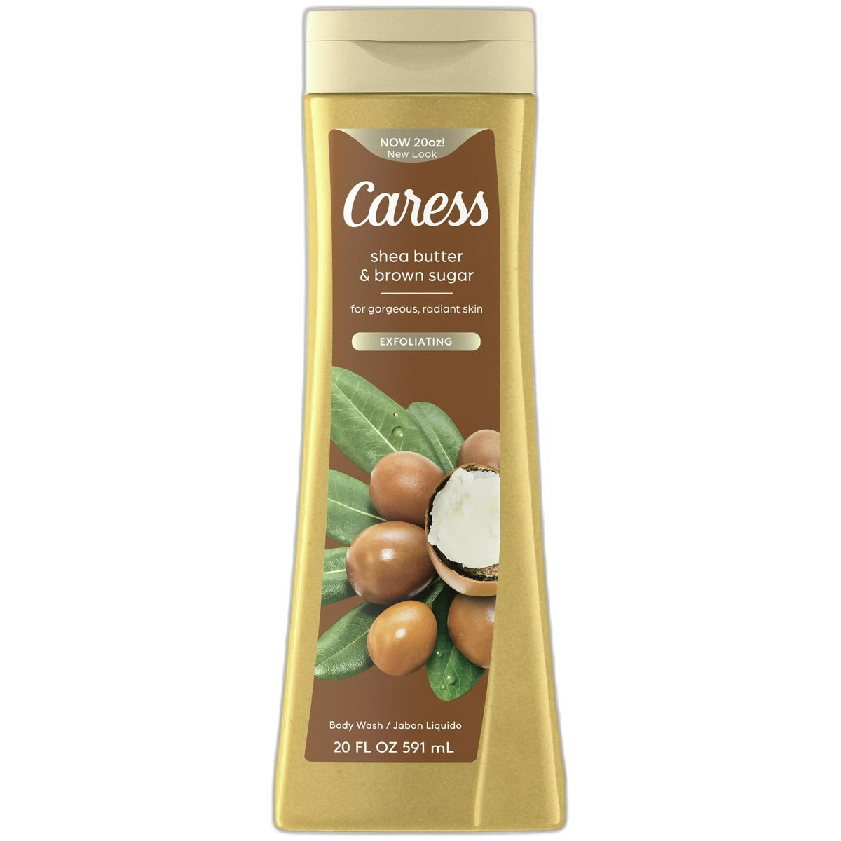 Caress Body Wash for Women Shea Butter and Brown Sugar for Dry Skin 20Oz (Pack of 4)