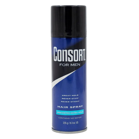 Consort Unscented Extra Hold Aerosol Hair Spray For Men 8.3Oz (Pack of 12)