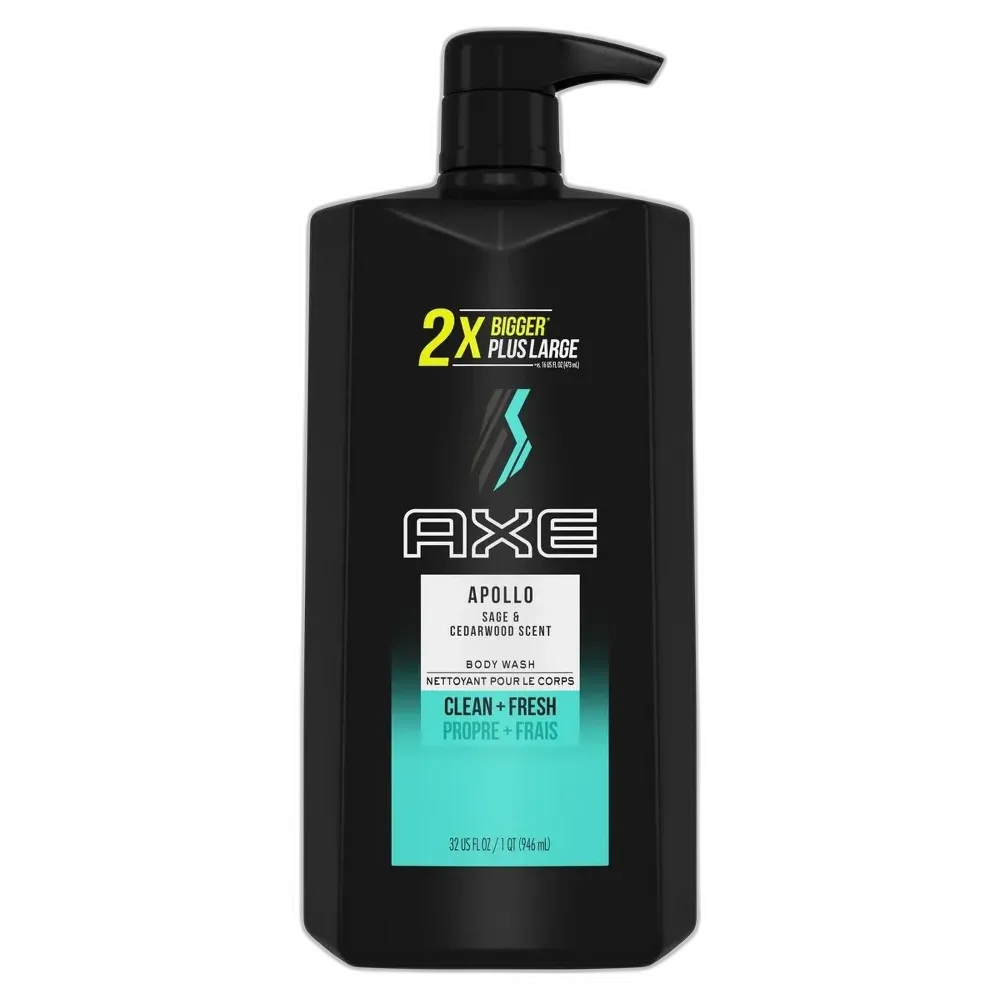 Axe Men Body Wash Apollo Sage and Cedarwood 32Oz (Pack of 4)