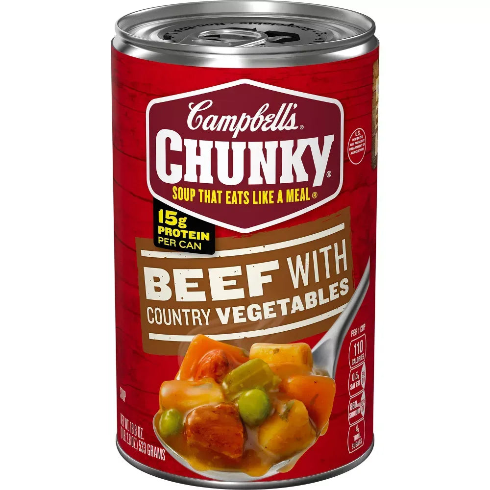 Campbell's Chunky Soup Beef with Country Vegetables 18.8 oz. (Pack of 12)