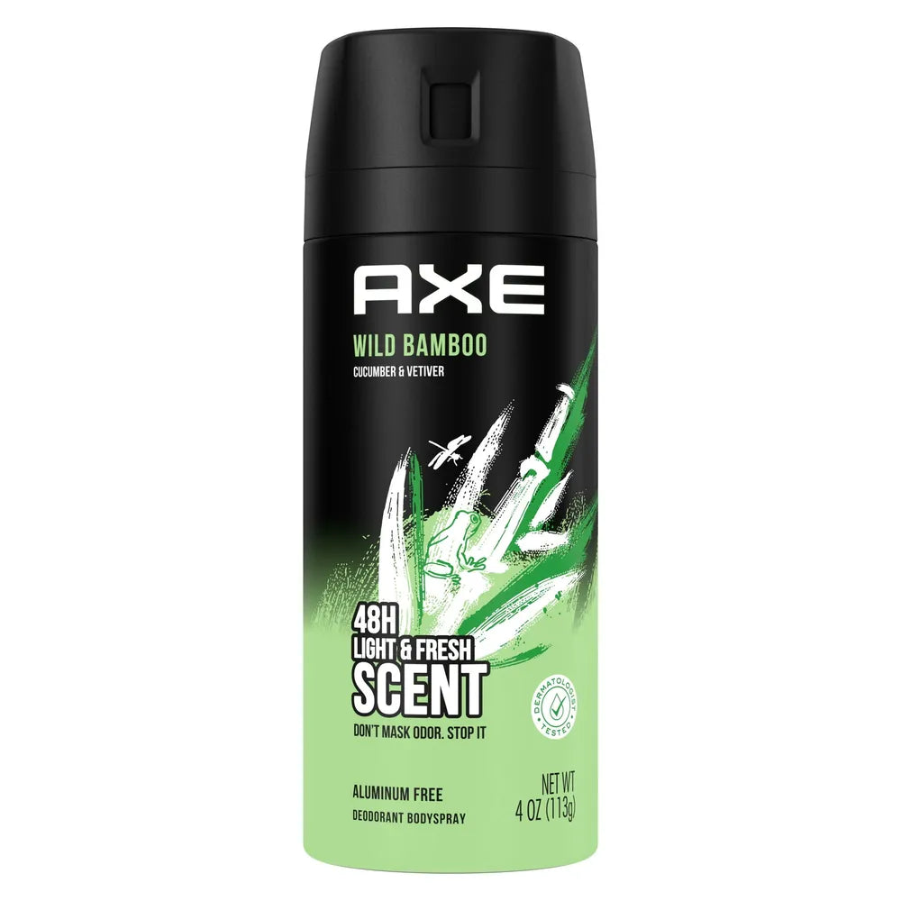 AXE Wild Bamboo Mens Body Spray Deodorant With Essential Oils4Oz (Pack of 12)