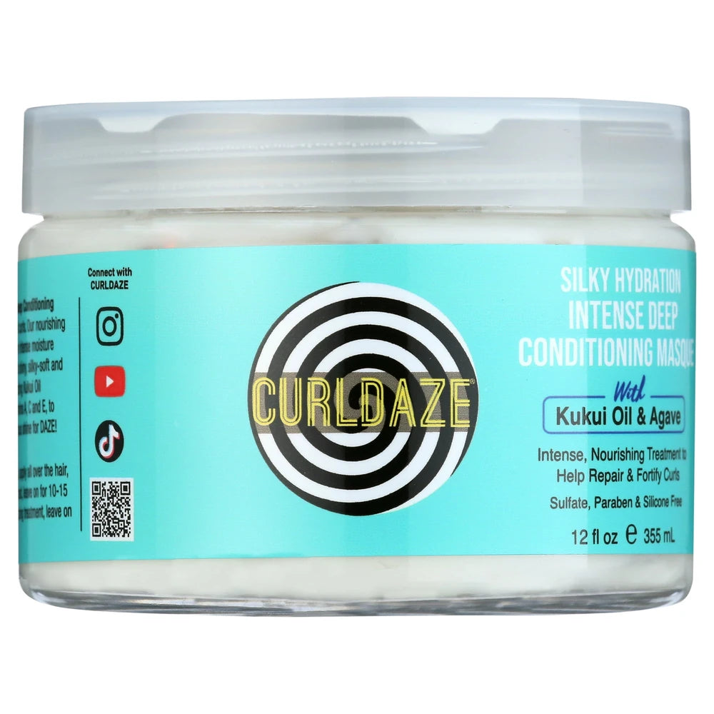 Curldaze Silky Hydration Intense Deep Conditioning Masque with Kukui Oil and Agave Hair Mask  12. Oz (Pack of 6)