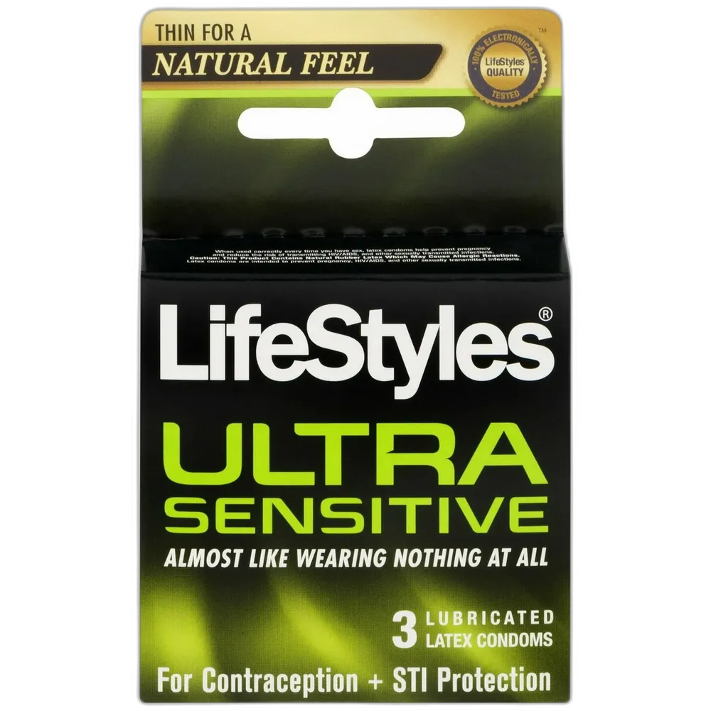 Lifestyles Ultra Sensitive Lubricated Latex Condoms 0.7oz (Pack of 144)