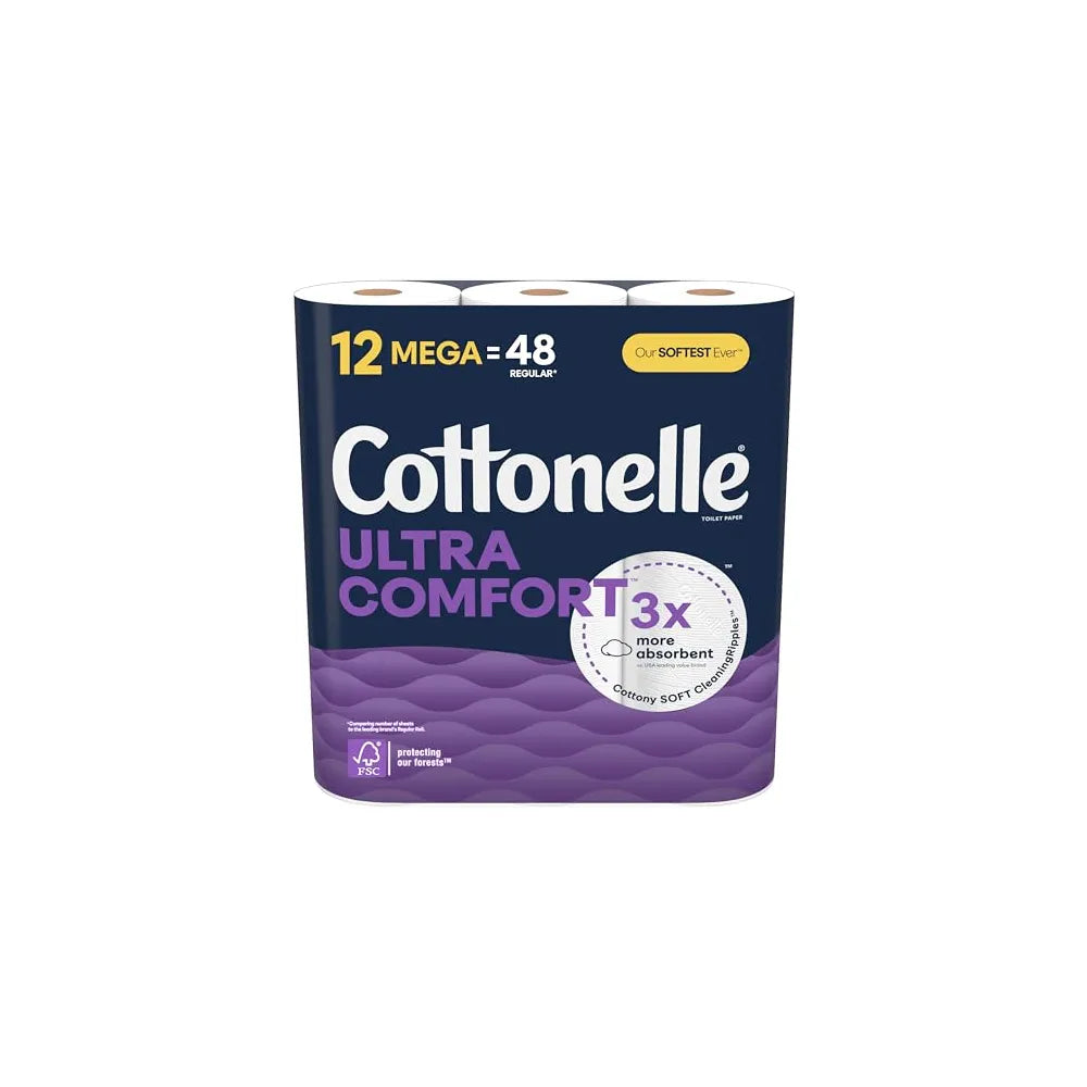 Cottonelle Comfort Care Mega Rolls 12 Count 4.4oz (Pack of 4)