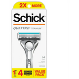 Schick Quattro Titan Razor 1 Pack + 4 Refills 2.89oz (Pack of 12)