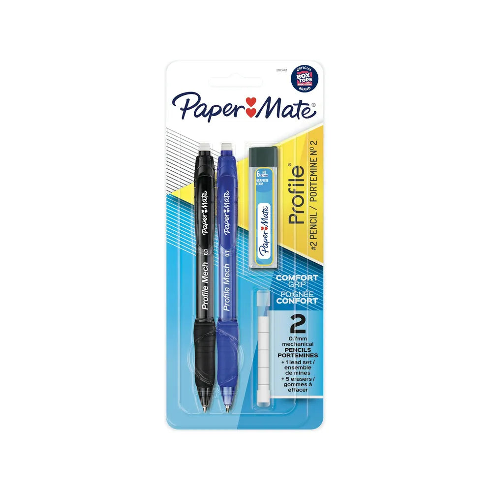 Papermate Profile 0.7mm Mechanical Pencils, Black & Blue, 2-ct 1.4oz (Pack of 36)