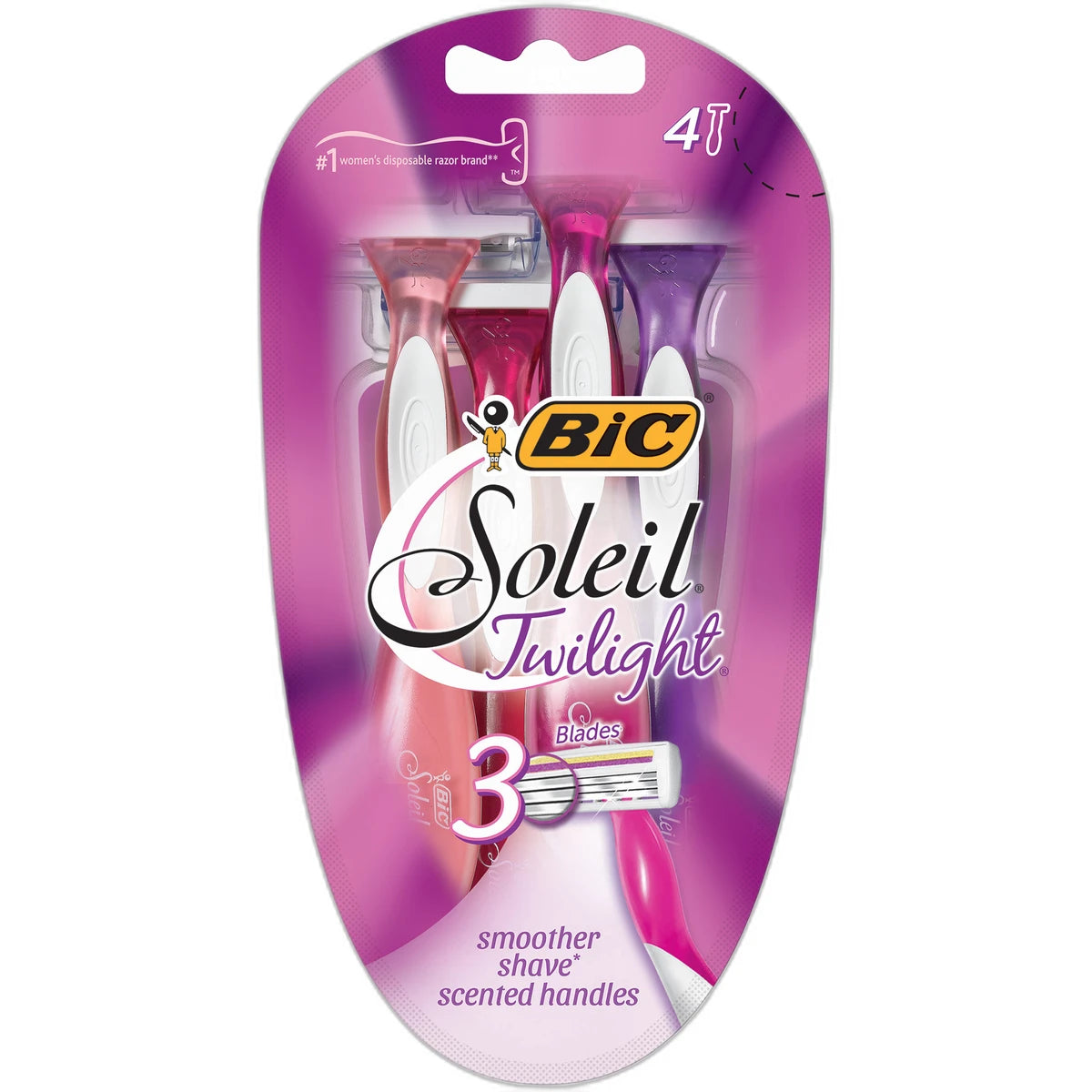 Bic Soleil Sensitive Skin Triple Blade Shaver For Women Twilight 4Oz (Pack of 72)