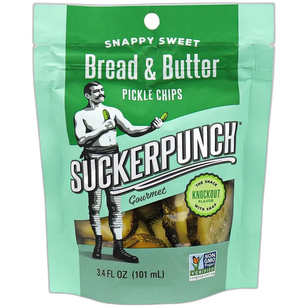 SuckerPunch Pickle Chips Bread &amp; Butter 3.4 oz (Pack of 12)