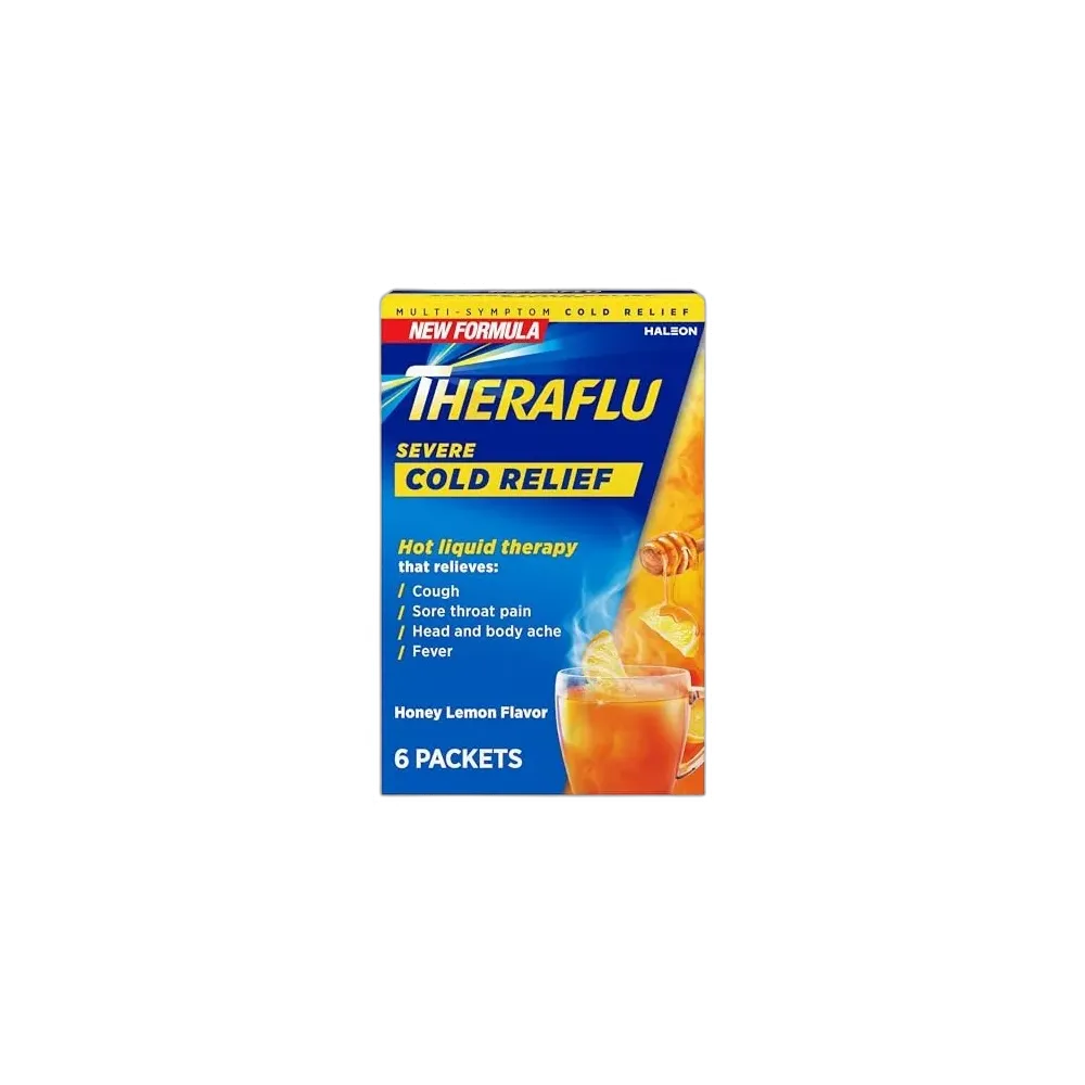 Theraflu Daytime Severe Cough Cold and Flu Relief Medicine Powder Honey Lemon Flavor 6 Count 3.7oz (Pack of 24)