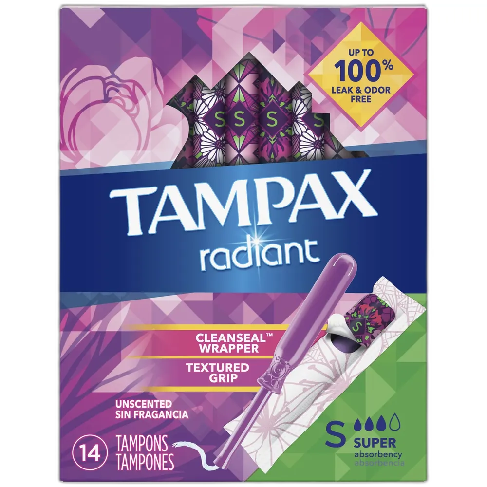 Tampax Radiant Tampons Regular Super 14 ct 3.86oz (Pack of 12)