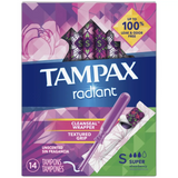 Tampax Radiant Tampons Regular Super 14 ct 3.86oz (Pack of 12)