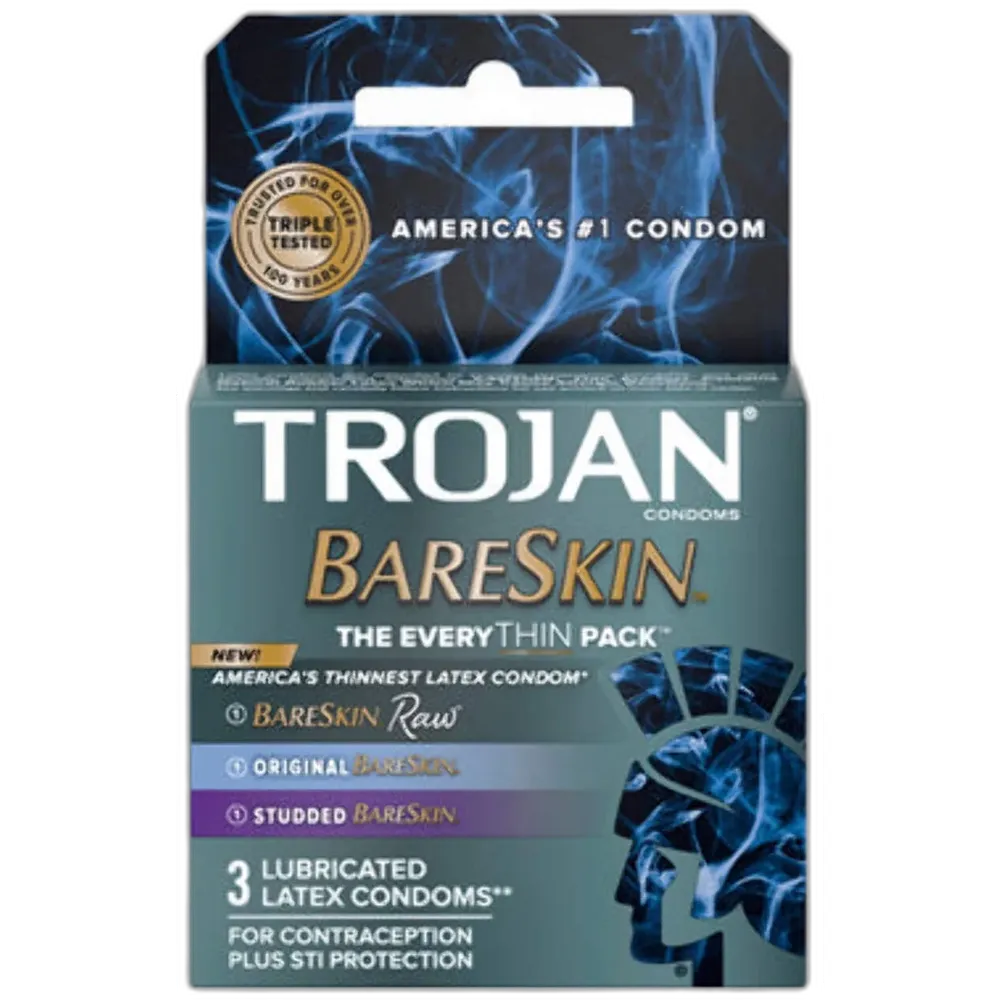 Trojan Bare Skin Condoms 3 Count 1.13oz (Pack of 48)