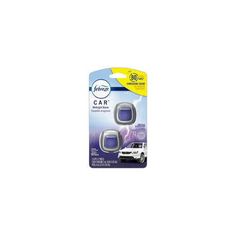 Febreze Car Vent Air Freshener Midnight 2 Count 0.13Oz (Pack Of 8)