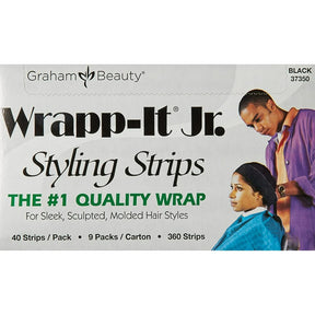 Graham Wrapp-It Jr. Styling Strips – Black, 40 Strips per Pack, 9 Packs per Unit (Pack of 4)