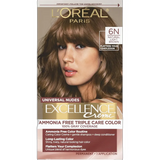 L'Oreal Paris Excellence Universal Nudes Permanent Hair Color 6N Natural Light Brown 100 Percent Gray Coverage 1 Kit 9.6oz (Pack of 12)